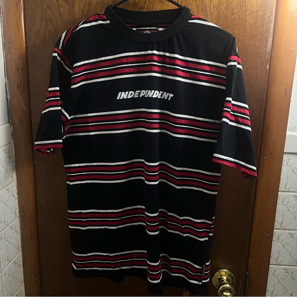 Black and Red Striped Short Sleeve Tee - Picture 1 of 3